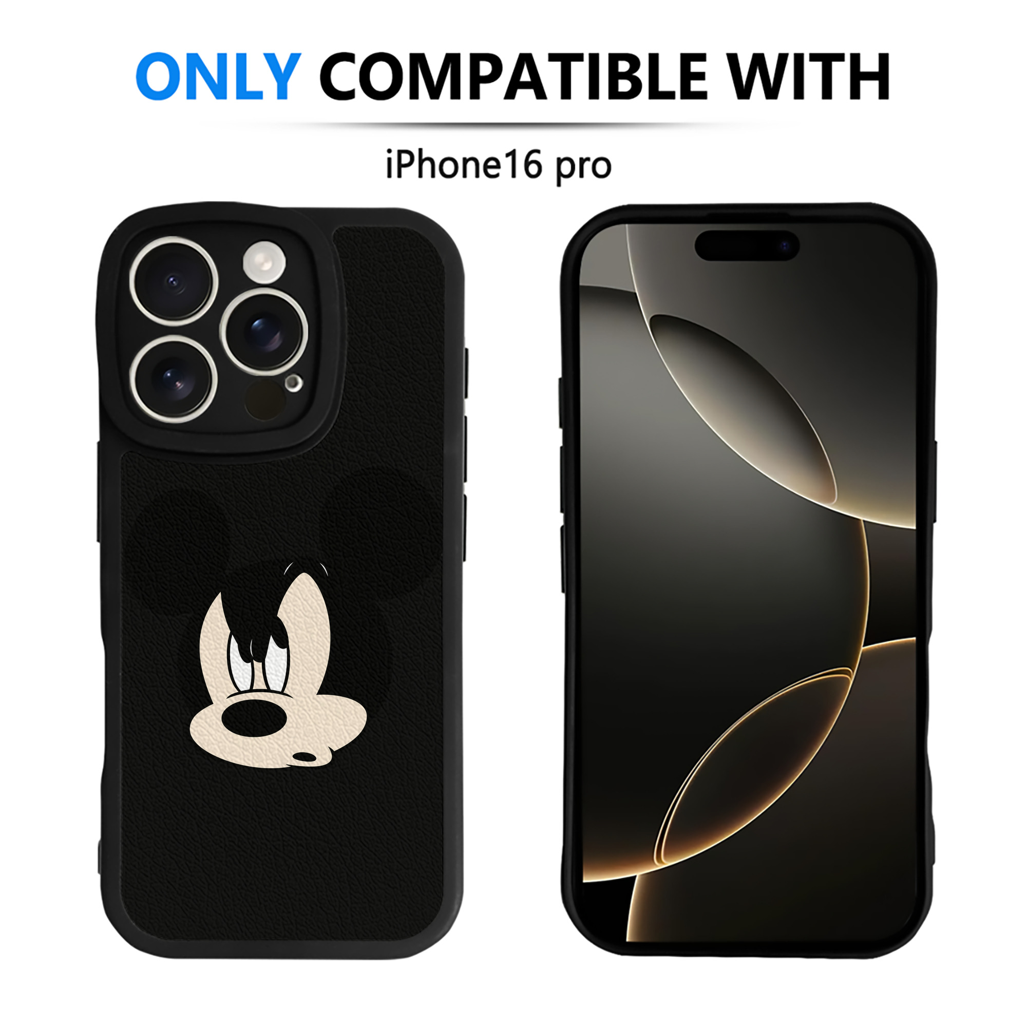 （画像用） ミッキーマウス Mickey Mouse 【iPhone 16シリーズ対応】シリコンスマホケース（レザー調） 材質：シリコン